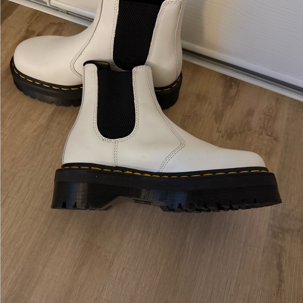 Dr. Martens White Leather Chelsea Boots